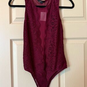 Charlotte Russe Burgundy Lace Bodysuit